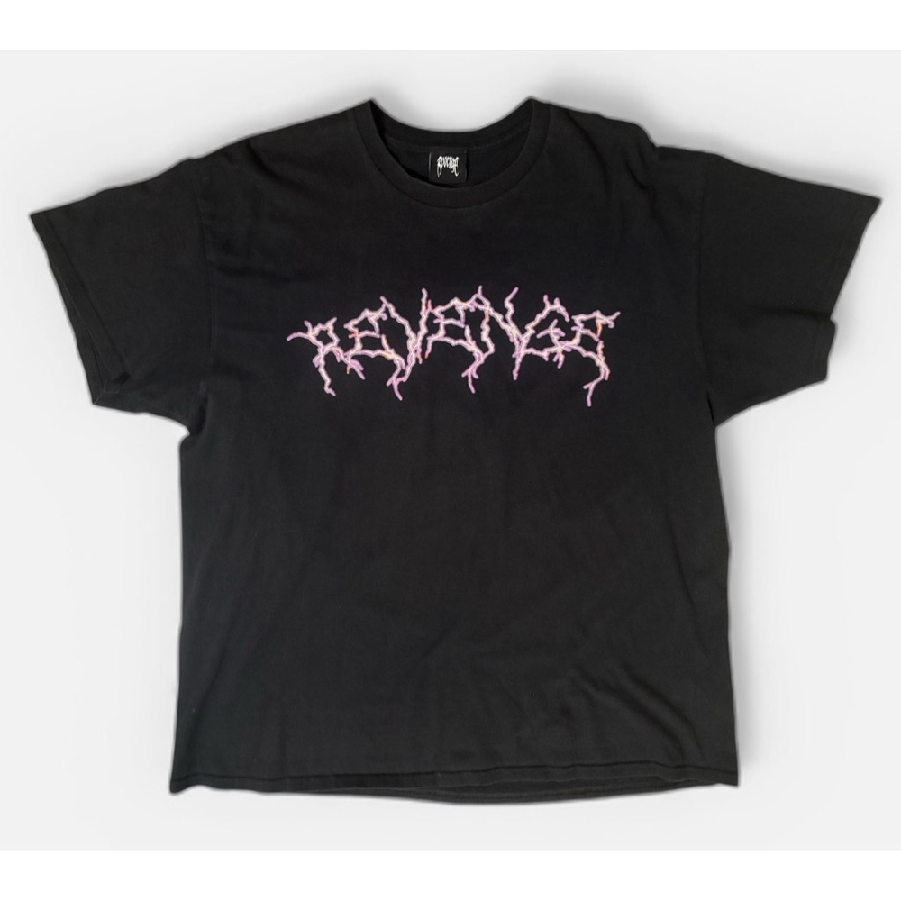 Revenge  Lightning  Logo T Shirt XL Pink Graphic Glow In The Dark Streetwear
